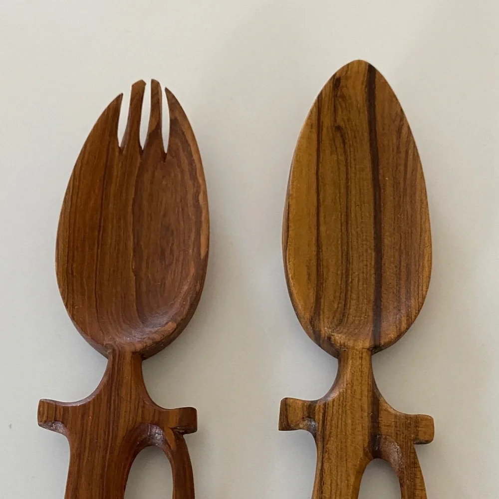 Artisan Carved Wooden Serving Utensils